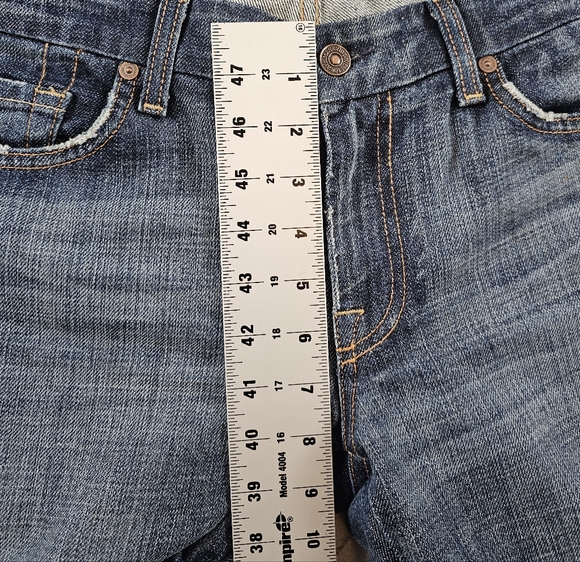 7 For All Mankind A Pocket Boot Cut Jeans Womens 31 Dark Wash Whiskered Cowgirl - Picture 5 of 10